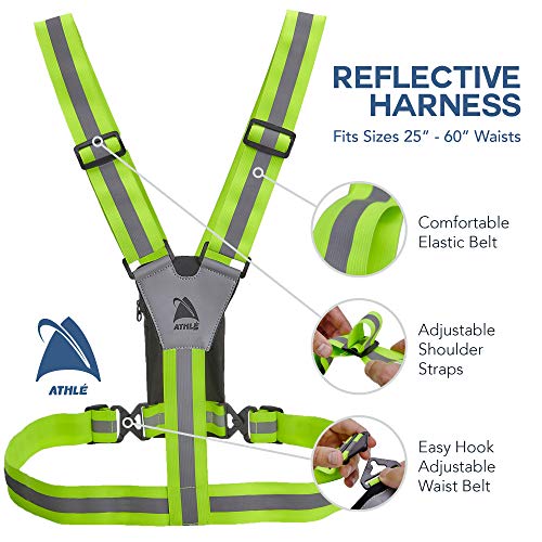 Athlé Reflective Vest with Phone and Storage Pouch, High Visibility, Adjustable Comfortable Stretch Waist Belt - for Safe Running, Jogging, Dog Walking, Biking and More