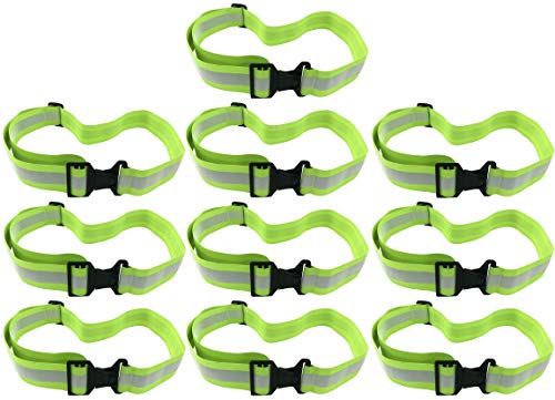 HiVisible 10 Reflective Belt for Running Army PT Belt Reflective Running Gear (10 x Green Belt)