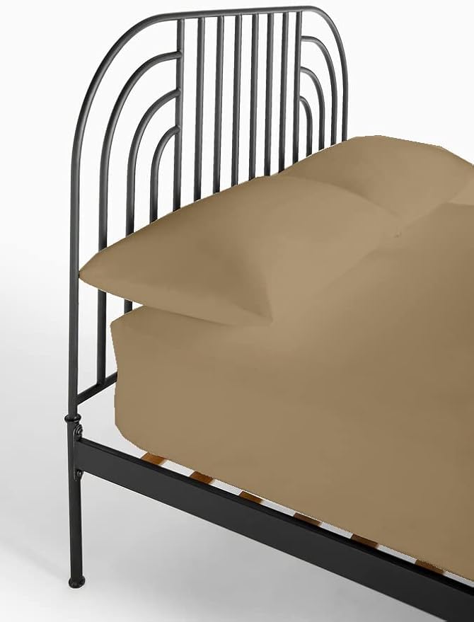 4-PC Cot Sheet Set - 25x75, 100% Cotton Fitted Sheet - Perfect for Narrow Twin/RV Bunk/Camping Cot/Guest Bed Replacement, Fits Upto 4-8" Deep Mattress - Taupe Solid