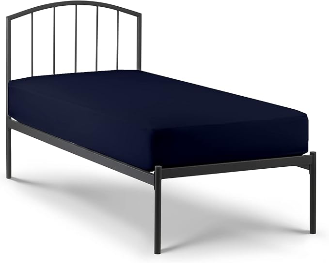 NON Sticky cotton 4 PC Cot Sheet Set 25x75, 100% Cotton Fitted Cot Sheet- Perfect for Narrow Twin/Rv Bunk/Camping , Sheets Cot Bunk Bed-Fits Upto 4-8'' Deep Mattress- Navy Blue Solid,(New_cotset_019)