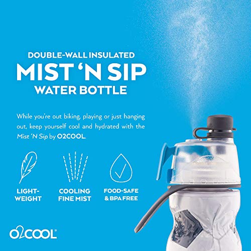 O2COOL Insulated Mist N' Sip Water Bottle - 20 oz, Soccer (HMLDP07)