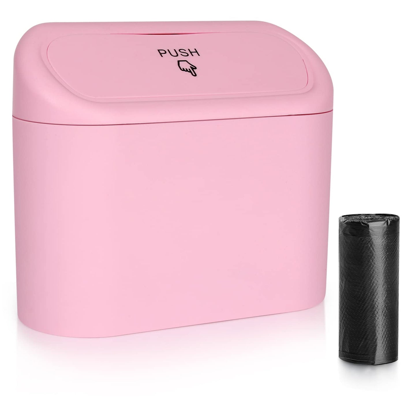 Accmor Car Trash Can with Lid, Vehicle Trash Bin Car Dustbin Garbage Organizer Holder with One Roll Trash Bag, Portable Hanging Mini Leakproof Cars Storage Bag Container for Auto, SUV, Office (Pink)