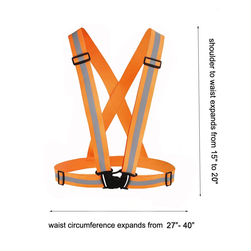 Awnuuw Reflective Vest Running Gear 3Pack, Adjustable Safety Vests High Visible Reflective Belt Straps for Night Running, Outdoor Cycling, Motorcycle, Dog Walking (Pink,Green,Orang)