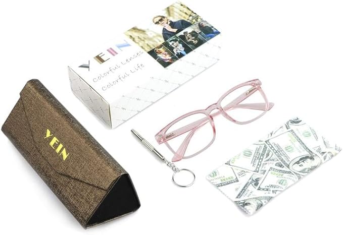 YEIN Bifocal Reading Glasses with Blue Light Blocking Lenses, Bifocal Reader for Women, Vintage Square frame with Spring Hinge (+0.50/+2.25 magnification)