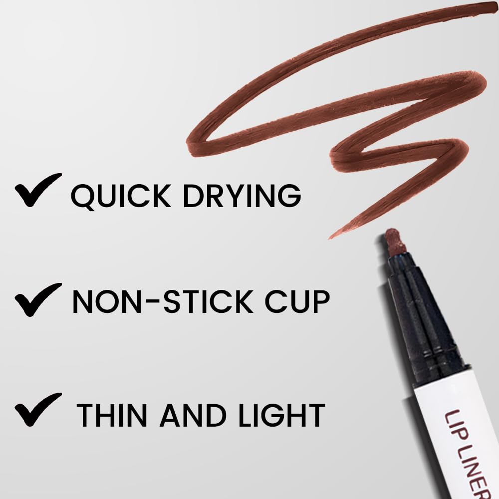 3Pcs Longwear Liquid Lip Liner Stain Marker Pen Set Long Lasting Waterproof, Maroon Mauve Purple Dark Red Brown Matte 24 Hour Lip Liner and Lipstick Combo, Color Stay Lipliner, Lip Stains peel off