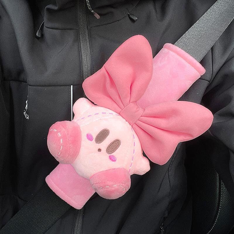 Car Seatbelt Cover Kirby Stocking Stuffers Cute Creative Safety Seatbelt Shoulder Pad Auto Accessory Neck Cushion Protector Seatbelt Shoulder Protector Decoration Nice Gift (2-Pack (Rabbit & Bowknot))