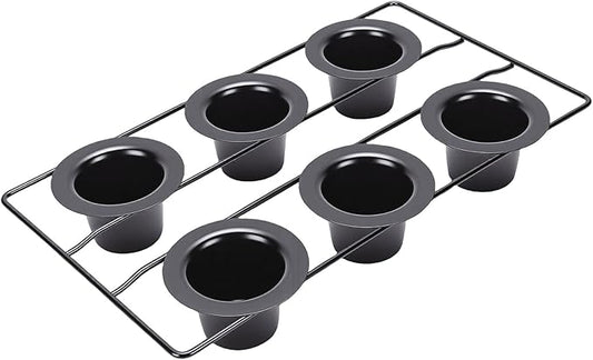 Bewinner 6 Cup Non Stick Popover Pan | Carbon Steel Bakeware for Muffins, Cupcakes & Pudding, Easy, Dishwasher Safe
