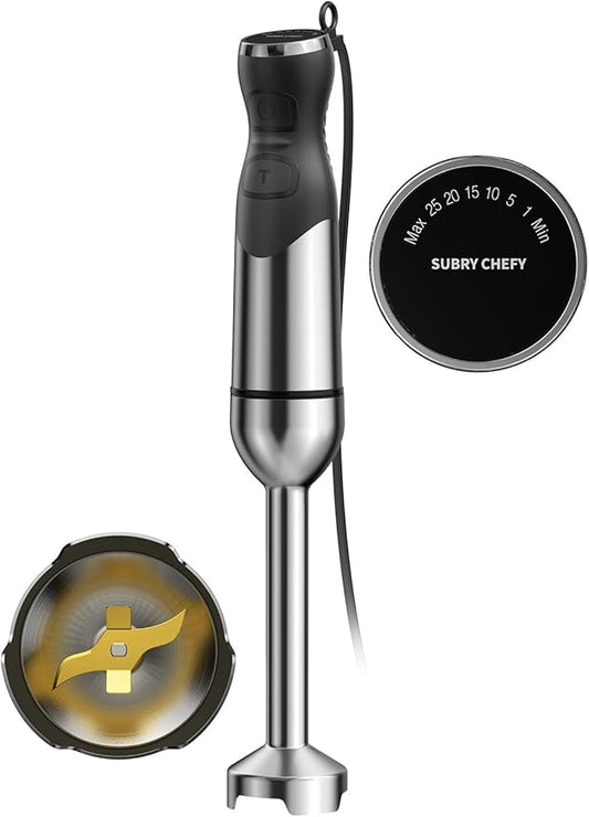2025 New 1000W Immersion Blender Handheld – 25-Speed, Stainless Steel, Hand Blender, Corded Hand Mixer with Heavy-Duty Copper Brushless Motor & Gift Box