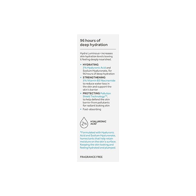 No7 HydraLuminous+ 2% Hyaluronic Acid Serum - Hydrating Facial Serum with 5% Vitamin B3 Niacinamide to Support Skin Barrier Repair - For Visibly Radiant & Healthier-Looking Skin (1 Fl Oz)