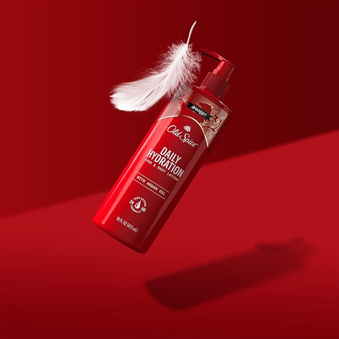 Old Spice Hand & Body Lotion for Men, Daily Hydration, 24/7 Hydration, 24/7 Replenishing Rich Moisture for Dry Skin, Lightweight Formula, Swagger with Argan Oil Scent, 16 fl (Pack of 4)