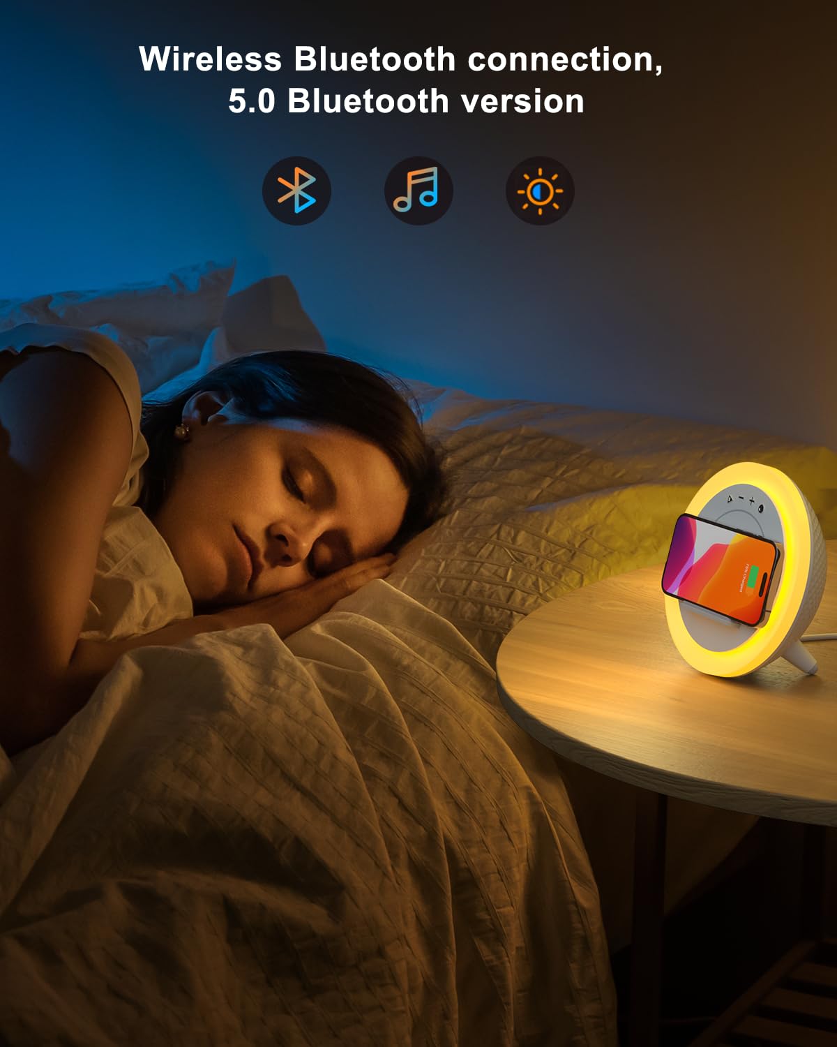 DTIDMI Night Light Bluetooth Speaker,Wireless Charger Stand Led Music Lamp,Color Changing Modern Bluetooth Lamp,Best Teenage Girls Boys Easter Gift (6.6inch)