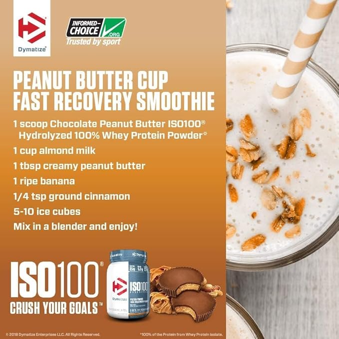 Dymatize ISO100 Hydrolyzed Protein Powder, 100% Whey Isolate Protein, 25g of Protein, 5.5g BCAAs, Gluten Free, Fast Absorbing, Easy Digesting, Gourmet Chocolate, 3 Pound