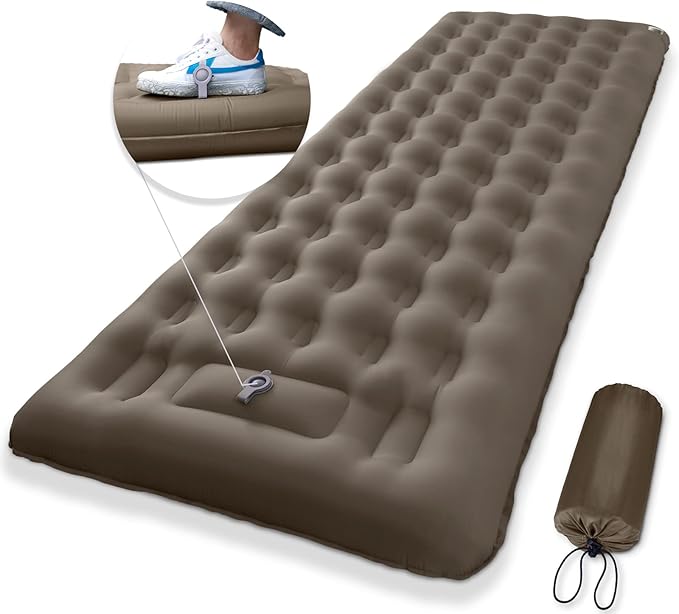 MEETPEAK Extra Thickness 5 inch Inflatable Sleeping Pad - Ultralight Compact Camping Sleeping Mat With Built-in Pump, Portable Camping Air Mattress for Tent Hiking Backpacking Traveling