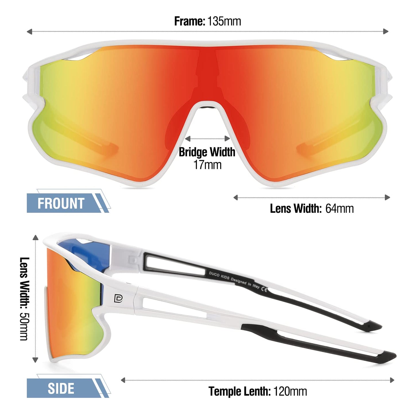 DUCO Kids Sunglasses Youth Baseball Sun Glasses Lightweight TR90 Frame UV400 Sports Cycling Shades for Boys Girls DK268