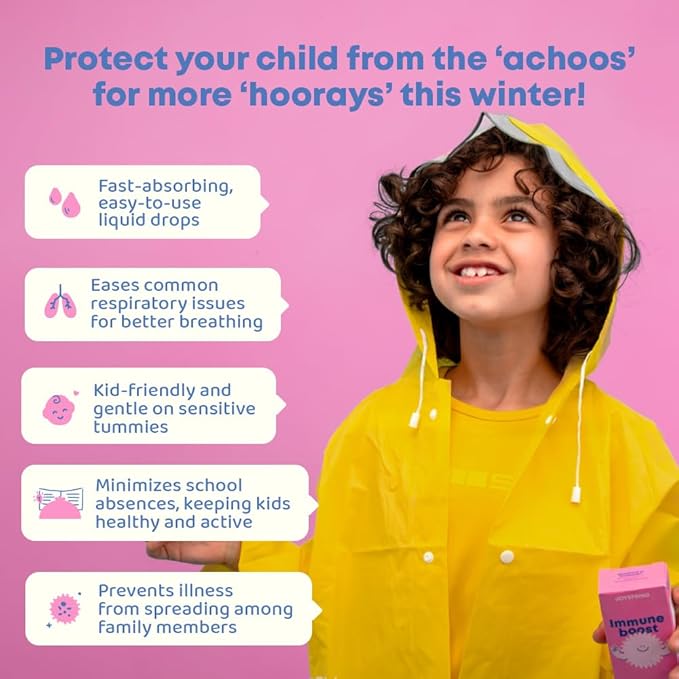 JoySpring Immune Drops - Kids Immune Support Liquid Supplement (2 fl oz) - Echinacea, Elderberry, Oregon Grape Root, Orange Peel, Vitamins A, B6, C - Natural Support System for Children & Adults