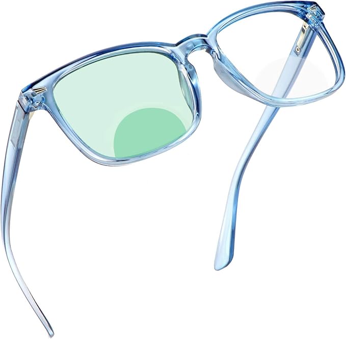 YEIN Bifocal Reading Glasses with Blue Light Blocking Lenses, Bifocal Reader for Women and Men, Vintage Square frame with Spring Hinge (+0.50/+2.50 magnification)