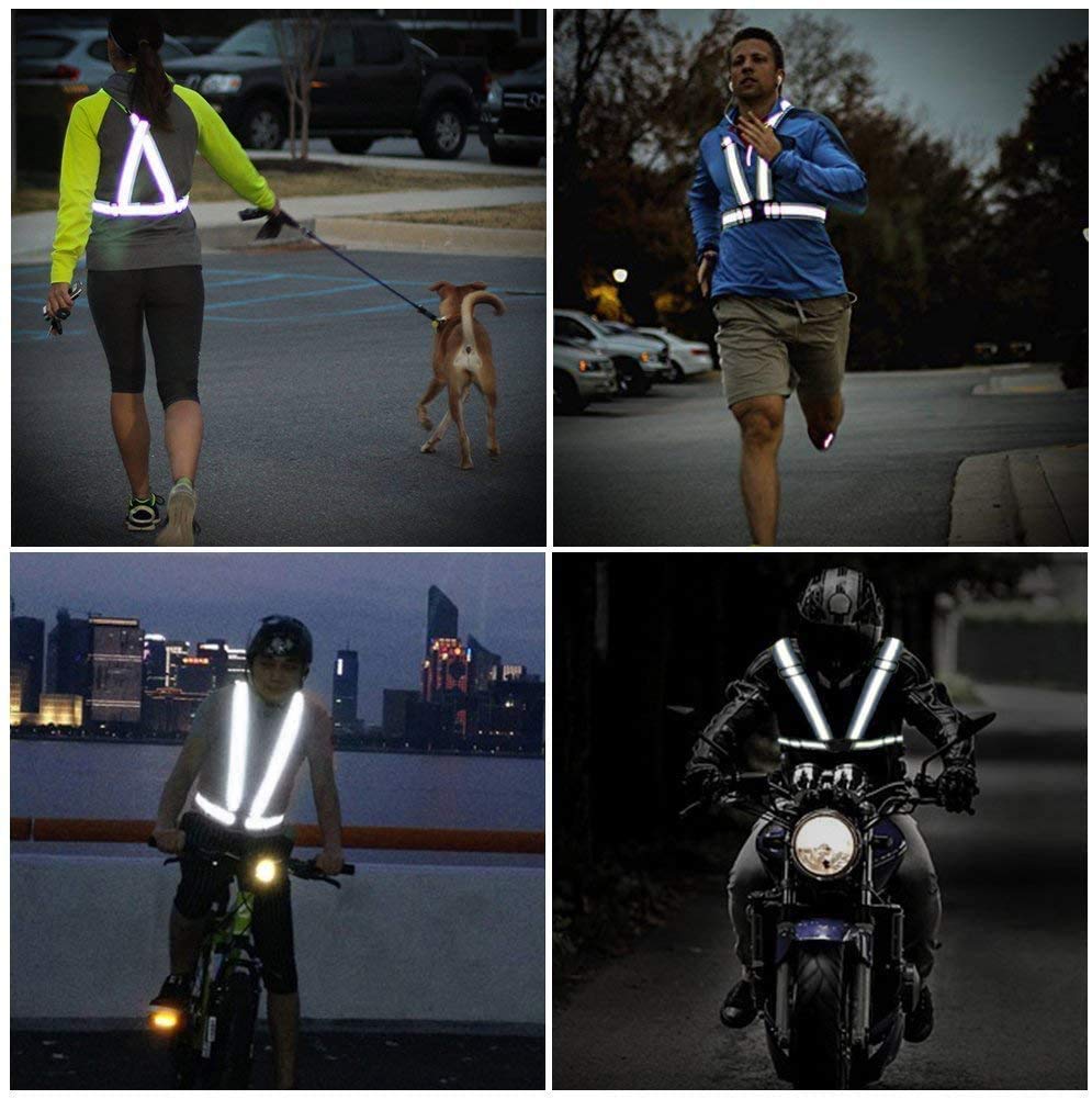Awnuuw Reflective Vest Running Gear 3Pack, Adjustable Safety Vests High Visible Reflective Belt Straps for Night Running, Outdoor Cycling, Motorcycle, Dog Walking (Pink,Green,Purple)