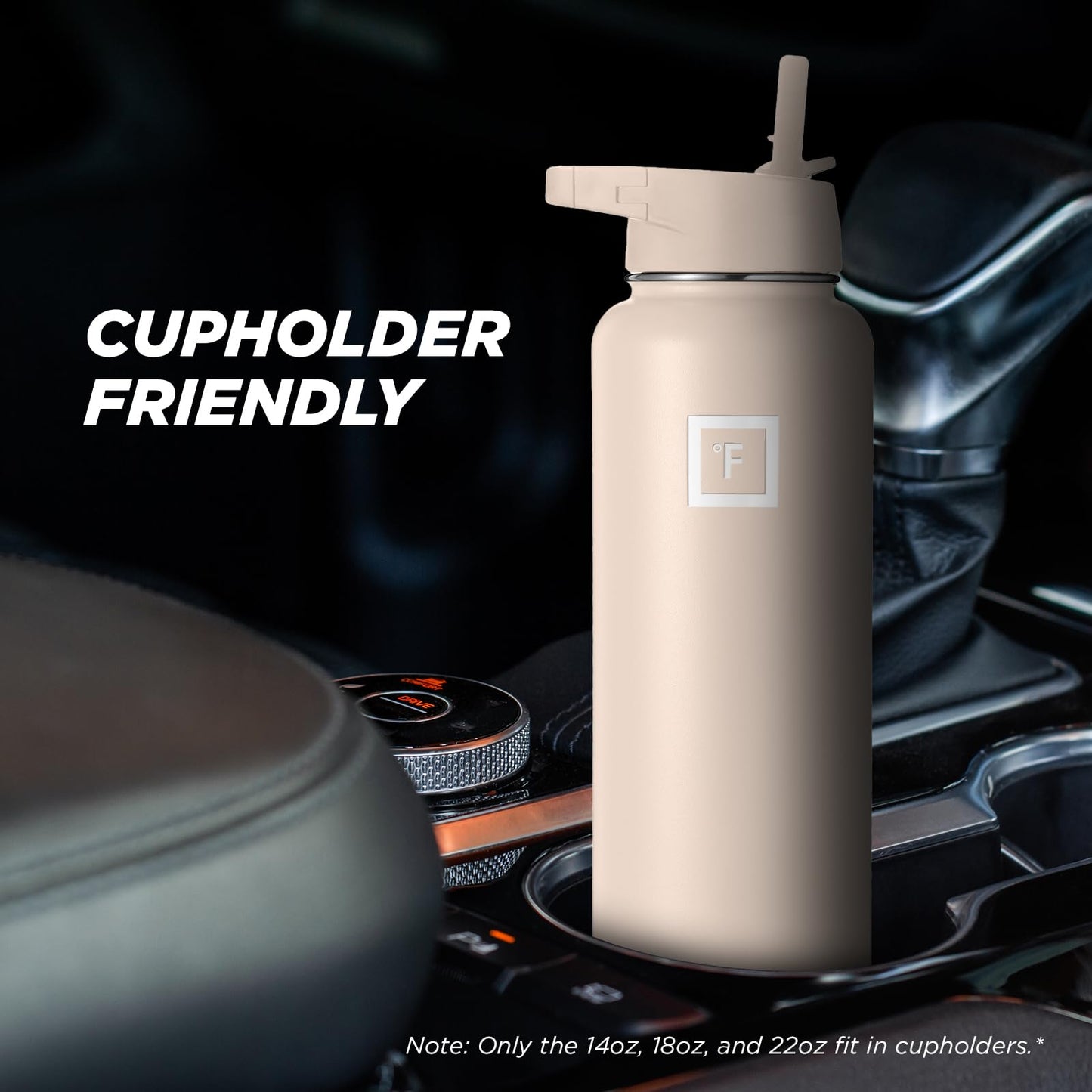 IRON °FLASK Camping & Hiking Hydration Flask, Wide Mouth, 3 Straw Lids, Stainless Steel Outdoor Water Bottle, Double Walled, Insulated Thermos, Metal Canteen - Sand, 22 Oz