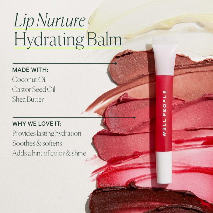 Well People Lip Nurture Hydrating Balm, Lip Balm For Hydration & Vibrant Sheer Color, Soothes & Softens Lips, Vegan & Cruelty-free, Lush Lilac