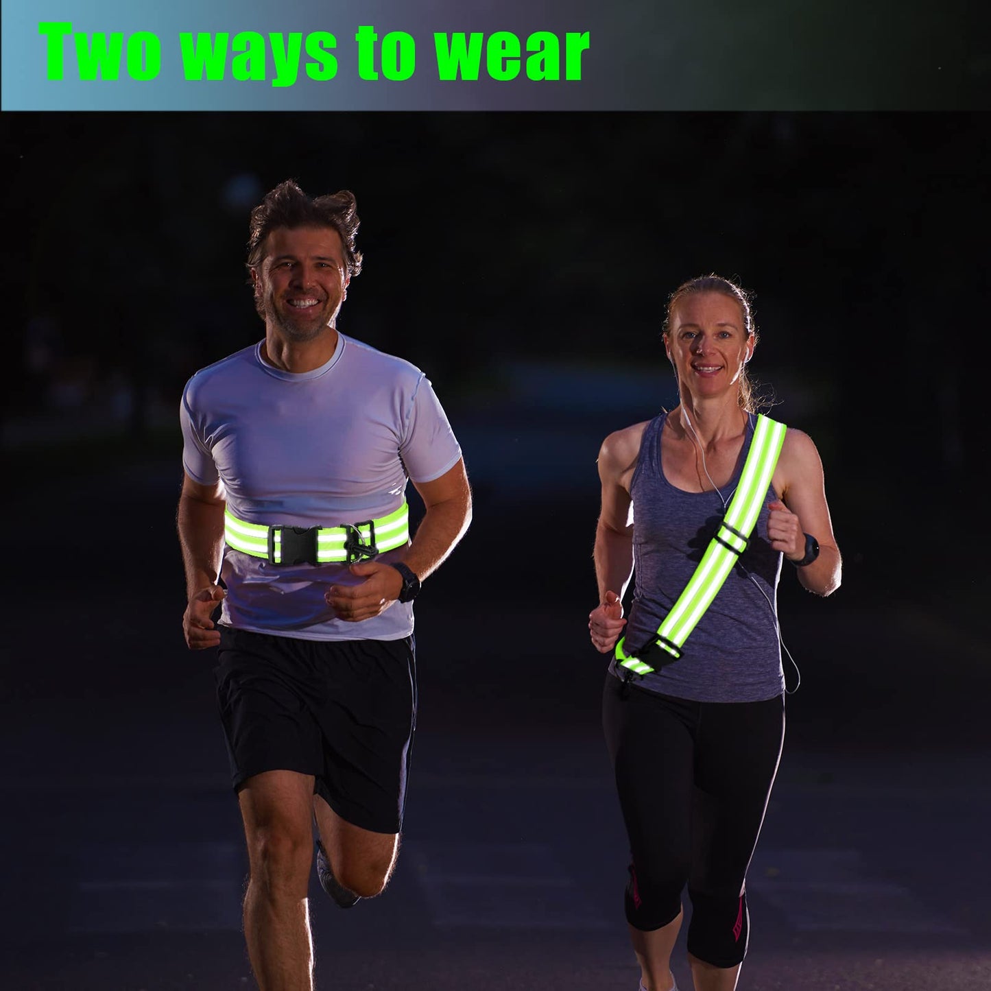 Saintrygo Reflective Sash Reflective Running Gear High Visibility Safety Sash Reflective Jacket Adjustable Reflective Sash for Walking Cycling at Night(Fluorescent Green, 2 Pieces)