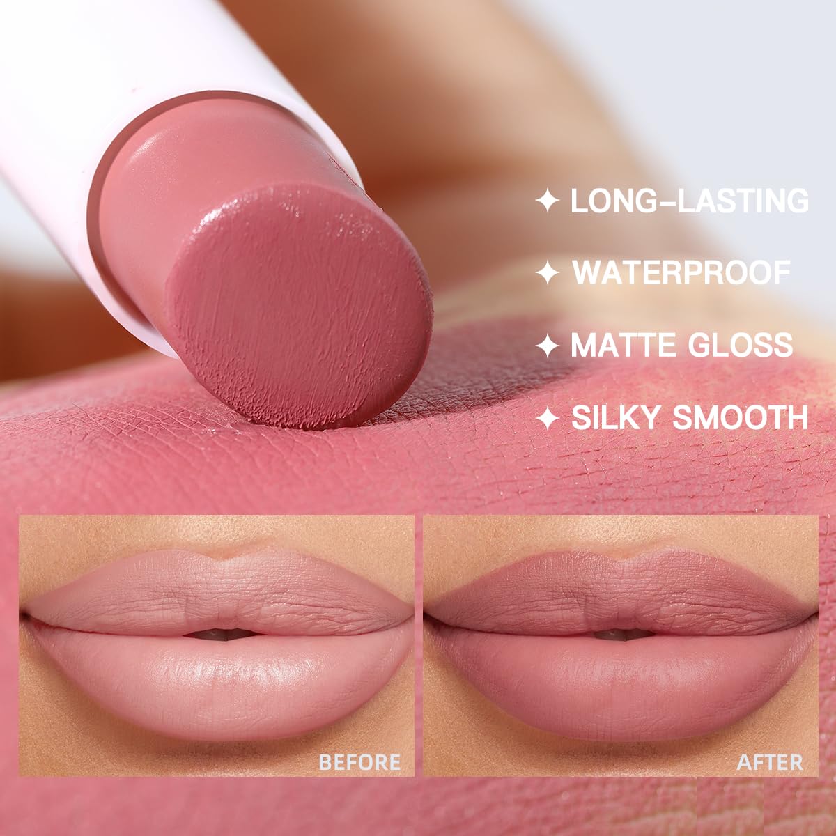 USHAS Lipstick and Lip Liner Combo Set 2 in 1 Waterproof Lipstick for Women Lip liner Set Long Lasting Lipstick, Matte Lipstick Pen with Lip Liner Set Makeup Kits (S15, Pack of 1)