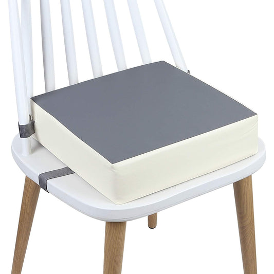 Booster Seat for Kitchen Chair - PU Waterproof Toddler Booster for Dining Table, Portable Travel Increasing Cushion for Kid (Grey)