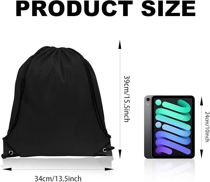 GoodtoU Nylon Backpacks - Drawstring Bags Bulk - Gym, Sport, Travel (Black, 20Pcs)