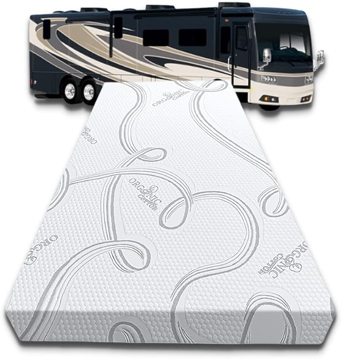 FoamRush 6-Inch (42" x 80") Gel Memory Foam Mattress Replacement with Cotton Cover, Travel Comfort, Pressure Relief Support, Made in USA, Camper Trailer Truck