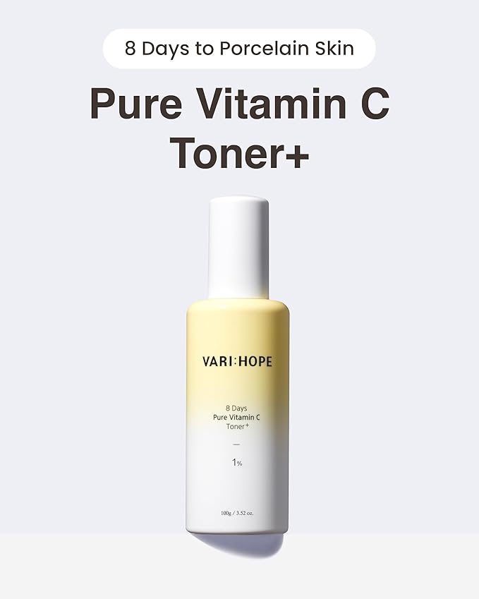 VARIHOPE 8 Days Pure Vitamin C Toner (3.5oz) - Hydrating, Mildly Acidic, Soothing Toner. Korean Skin Care. Stabilized Vitamin C, Kakadu Plum, Beta-Glucan.