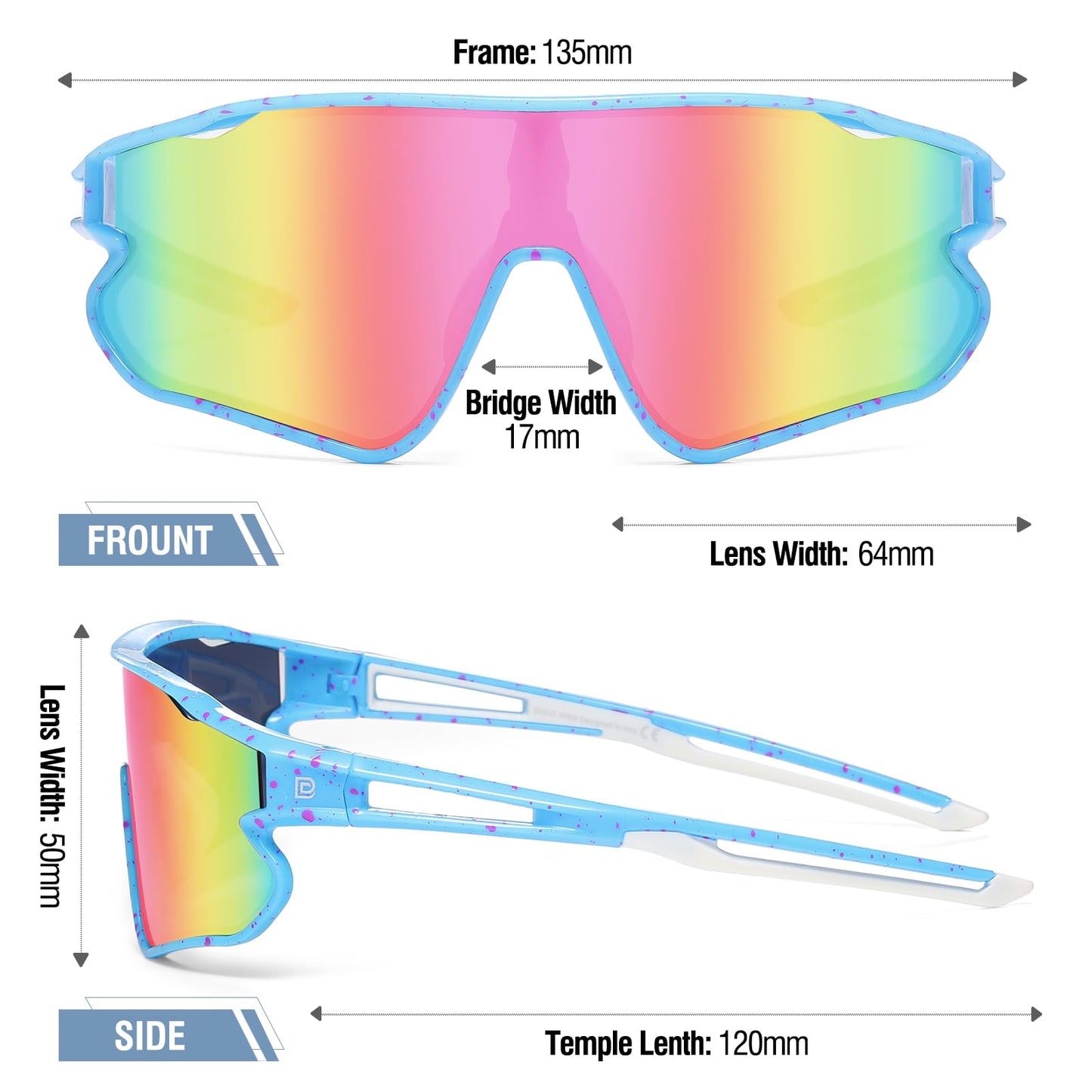 DUCO Kids Sunglasses Youth Baseball Sun Glasses Lightweight TR90 Frame UV400 Sports Cycling Shades for Boys Girls DK268