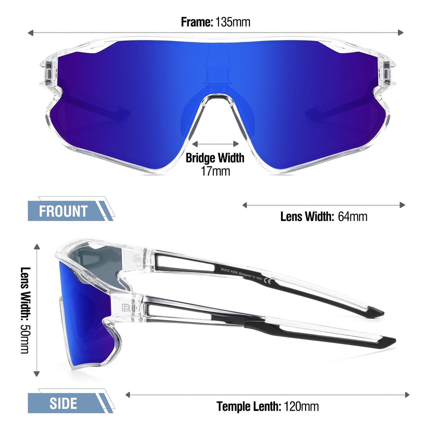 DUCO Kids Sunglasses Youth Baseball Sun Glasses Lightweight TR90 Frame UV400 Sports Cycling Shades for Boys Girls DK268