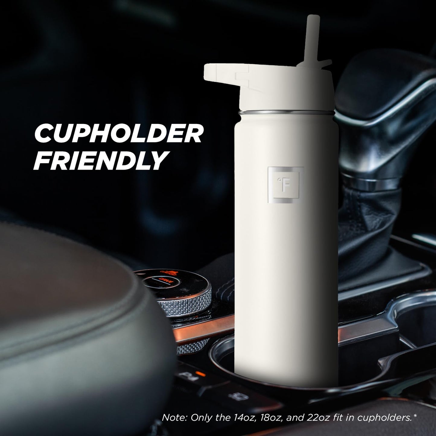 IRON °FLASK Camping & Hiking Hydration Flask, Wide Mouth, 3 Straw Lids, Stainless Steel Outdoor Water Bottle, Double Walled, Insulated Thermos, Metal Canteen - Cashmere Cream, 18 Oz