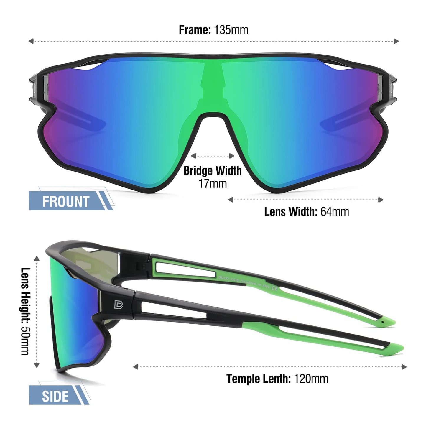 DUCO Kids Sunglasses Youth Baseball Sun Glasses Lightweight TR90 Frame UV400 Sports Cycling Shades for Boys Girls DK268