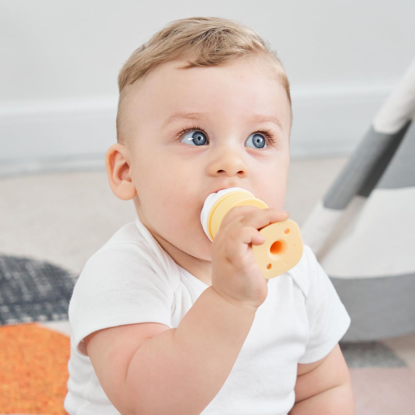 Smily Mia Freezer Teether for Babies 12-18Months,Freezable Ice Cream Toy for 6-12Months Babies,Cold Water Soother for 3-6Months for Teething Pian Relief,Cream White