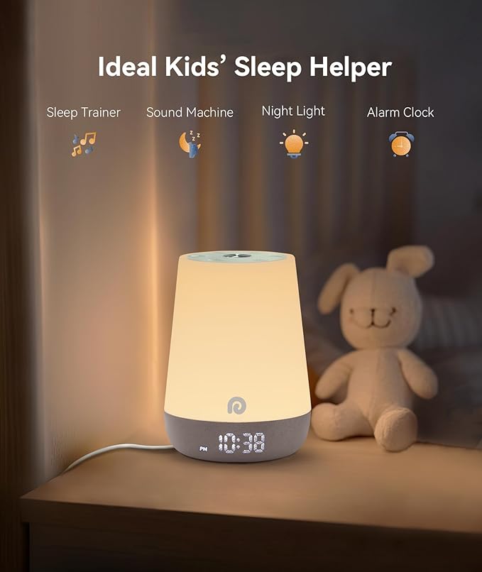 Dreamegg Nite 1 - Baby Sound Machine, Sleep Trainer, Night Light for Kids, Ok to Wake Alarm Clock, 34 Soothing Sounds, App Control, White Noise Sound Machine for Baby Kids Toddler Nursery(Cozy Xmas)
