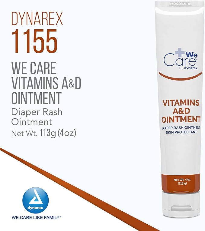 Dynarex Vitamins A & D Ointment, Ointment with Vitamin A and Vitamin D for Body Chaffing, Diaper Rash, Cuts, 6 Boxes of 144 5g Packs