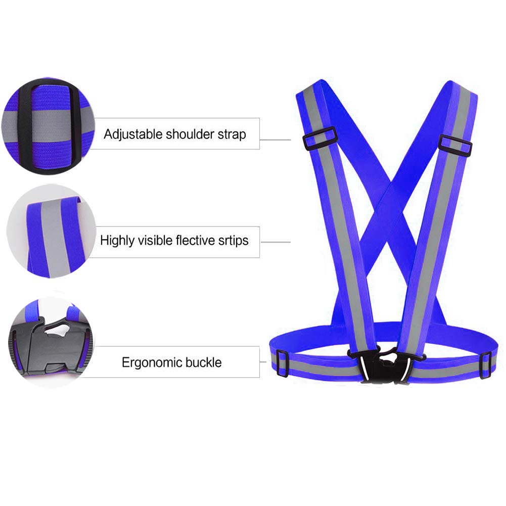 Awnuuw Reflective Vest Running Gear 3Pack, Adjustable Safety Vests High Visible Reflective Belt Straps for Night Running, Outdoor Cycling, Motorcycle, Dog Walking (Green,Black,Blue)