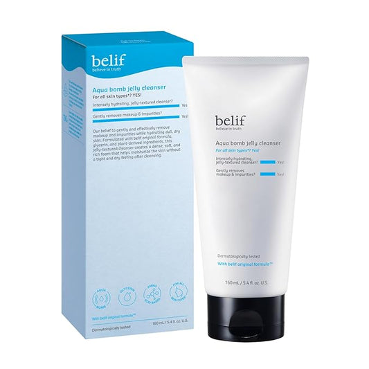 belif Jelly Hydrating Deep Cleanser – Low pH Mild & Gentle Gel-to-Foam Face Wash for Daily Deep Pore Cleansing, Hydrating and Refreshing for All Skin Types, Korean Skincare, 5.41 fl.oz