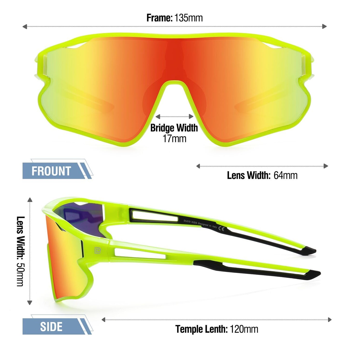 DUCO Kids Sunglasses Youth Baseball Sun Glasses Lightweight TR90 Frame UV400 Sports Cycling Shades for Boys Girls DK268
