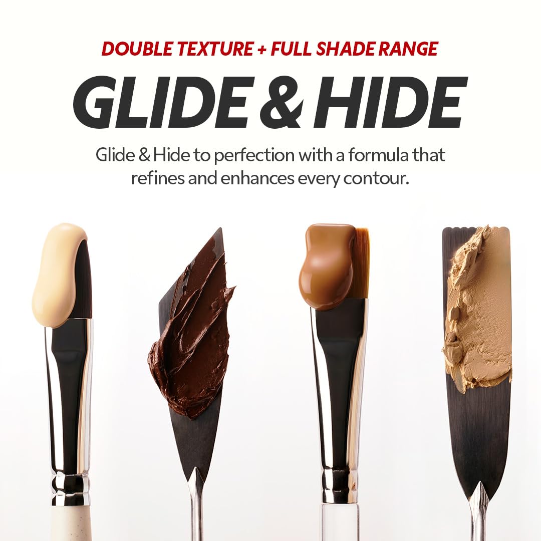 TIRTIR Glide&Hide Blurring Concealer - Creamy texture, Conceals dark circles and wrinkles, Dual formula (liquid tip & balm stick), Long-lasting wear, Korean Makeup, #8.5N, 0.28 Oz