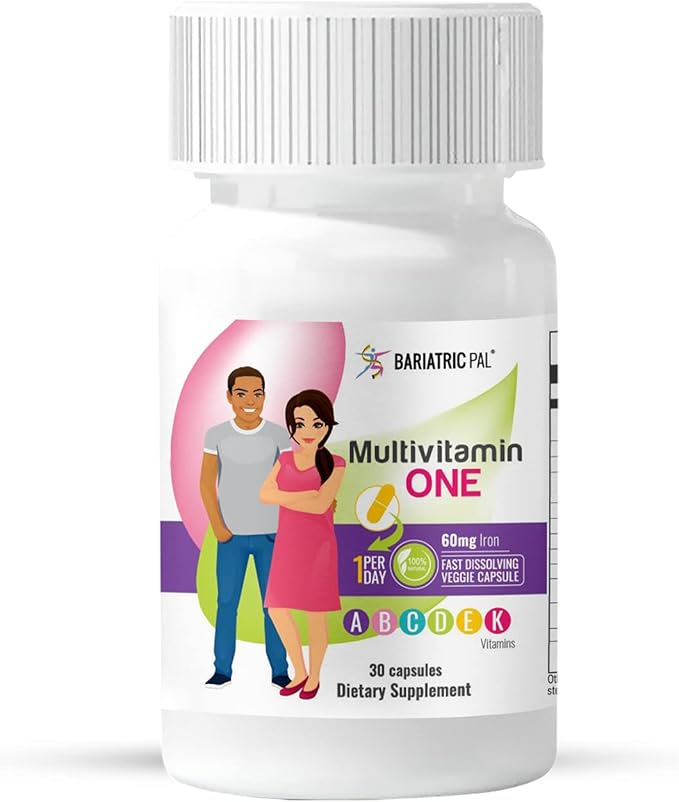 BariatricPal Multivitamin ONE 1 per Day! Bariatric Multivitamin Capsule with 60mg Iron (30 Count)