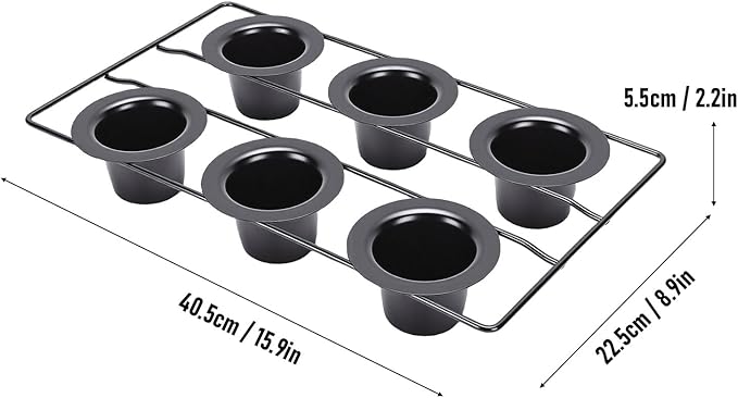 6 Cups Popover Pans, Nonstick Muffin Cupcake Pan, Pudding Cakes Bakeware Tray Mold Popover for Oven Baking Muffins Quiches Homemade Bakery Kitchen