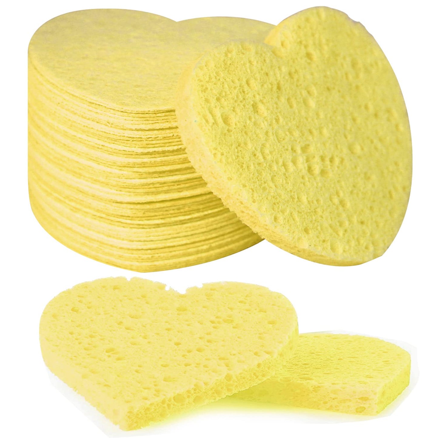 50-Count Facial Sponges Compressed, 100% Natural Cellulose Face Sponge Professional Cosmetic Spa Sponges for Face Cleansing, Exfoliating Mask, Makeup Removal for Travel and Home, Green
