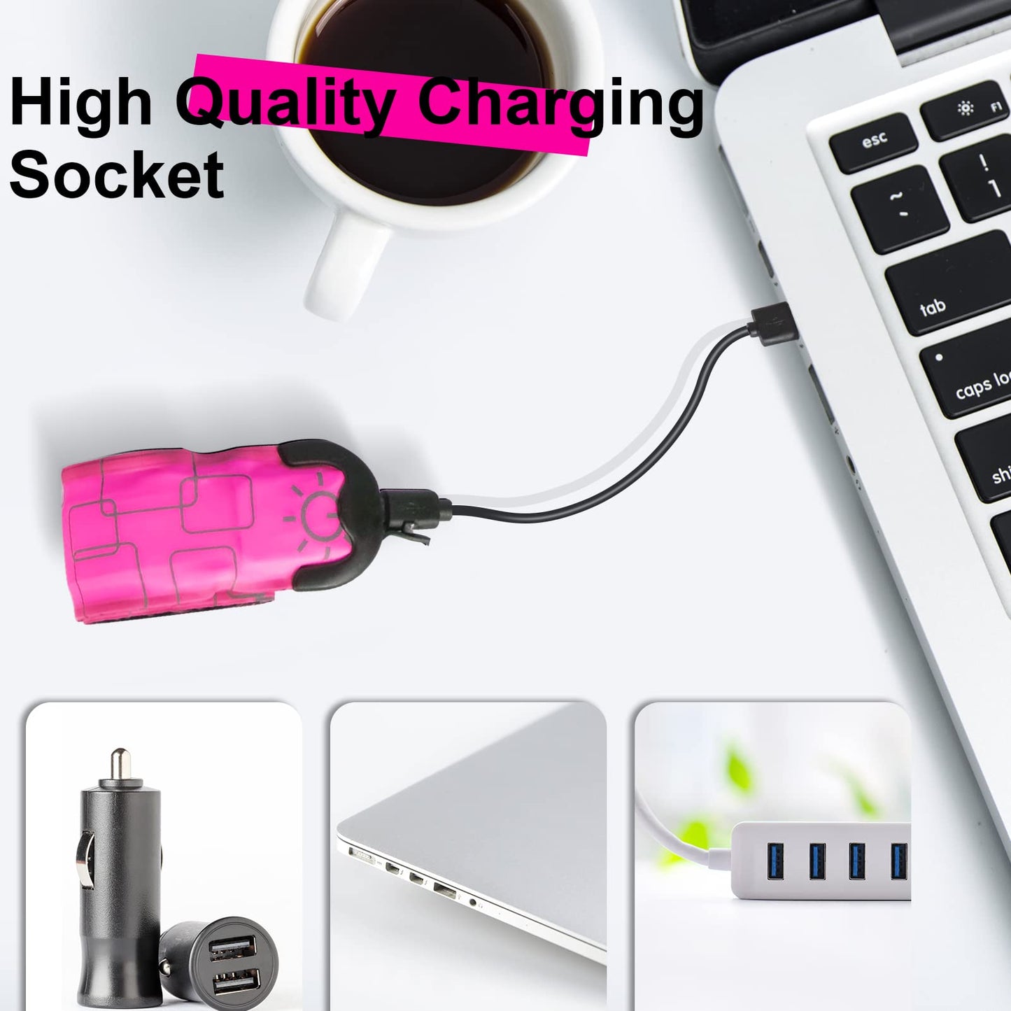 TRAYIU LED Safety Wristband Lights - 2 Pack Rechargeable Light Up Arm Ankle Band Kids Magic Slap Glow Bracelets Reflective Belt High Visibility for Night Cycling Walking Joggers Running Gear