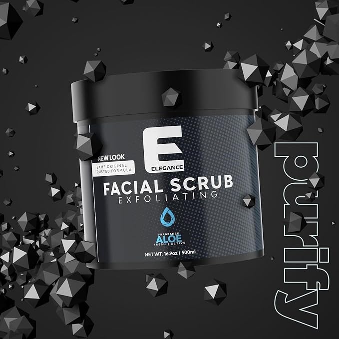 Elegance Natural Face Scrub, 16.9 Oz, Aloe Vera Based Facial Scrub, Exfoliate and Eliminate Impuritites for a Healthy and Hydrated Glowing Skin