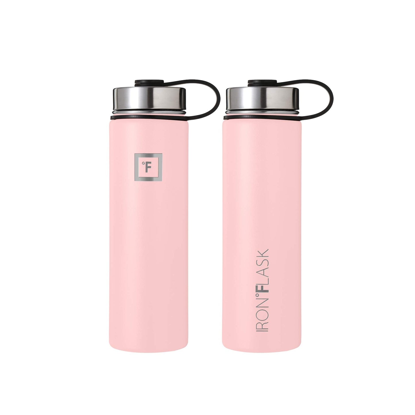 IRON °FLASK Camping & Hiking Hydration Flask, Wide Mouth, 3 Straw Lids, Stainless Steel Outdoor Water Bottle, Double Walled, Insulated Thermos, Metal Canteen - Rose, 22 Oz