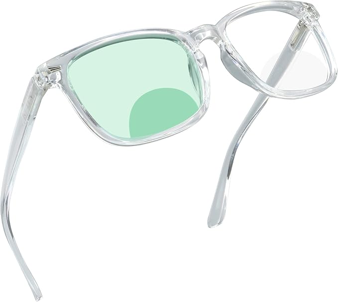 YEIN Bifocal Reading Glasses with Blue Light Blocking Lenses, Bifocal Reader for Women and Men, Vintage Square frame with Spring Hinge (+0.00/+1.75 magnification)