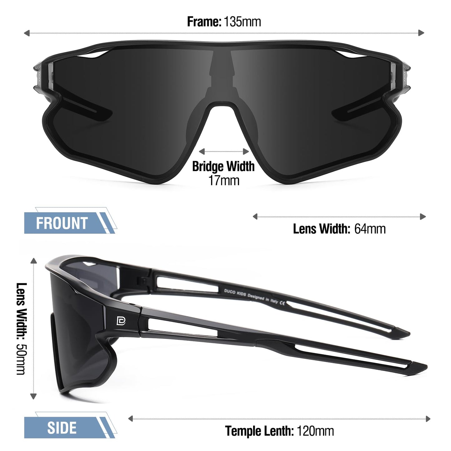 DUCO Kids Sunglasses Youth Baseball Sun Glasses Lightweight TR90 Frame UV400 Sports Cycling Shades for Boys Girls DK268