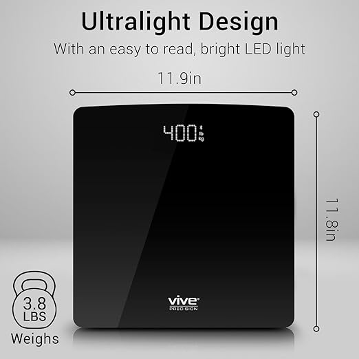 Smart Digital Weight Scale - Accurate Bathroom Electronic Body Measuring - Heavy Duty Wireless Home, Bath Device - Weigh in Pounds, Kilograms, Stones (Black)