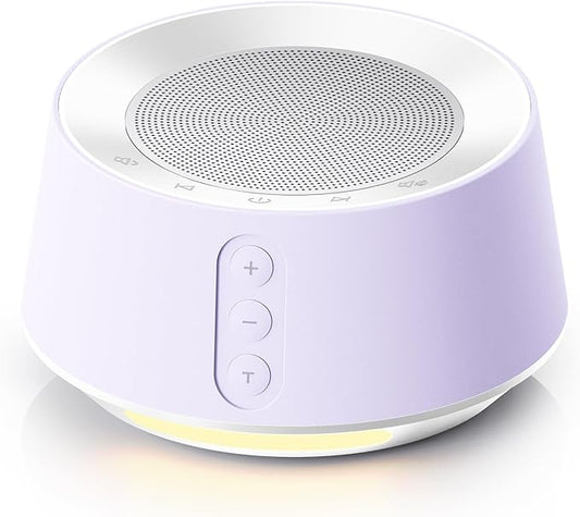 BGOVERSS White Noise Machine with 14 Soothing Sounds and 10 Levels Night Light for Sleeping, 5 Timers and Memory Feature - Plug in Sound Machine for Nursery, Baby, Kids, Adults - Light Purple